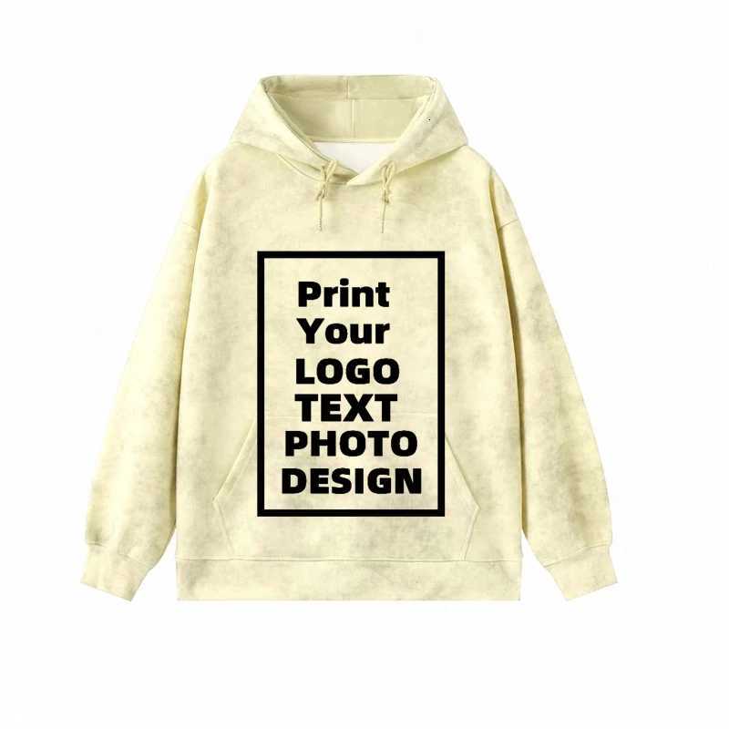 POD customization Customized Printed Men Women Hoodie Loose Hoody Pullover Personality Vintage Tie-dye Hooded Pocket Sweatshirt Custom ImagesT251112