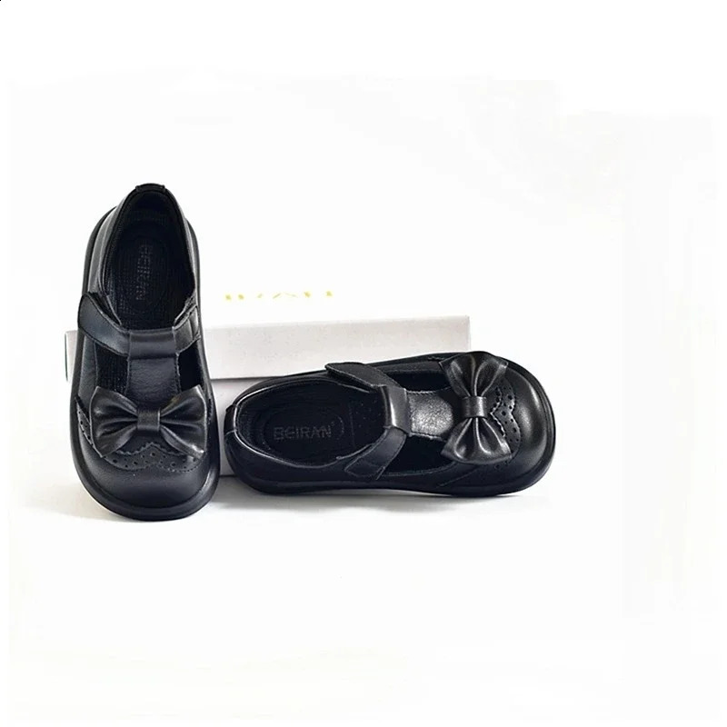 Cowboy Leather Baby Womens Leather Shoes Spring and Autumn Fashion Bow Leather Childrens Apartment Childrens School Shoes 250411