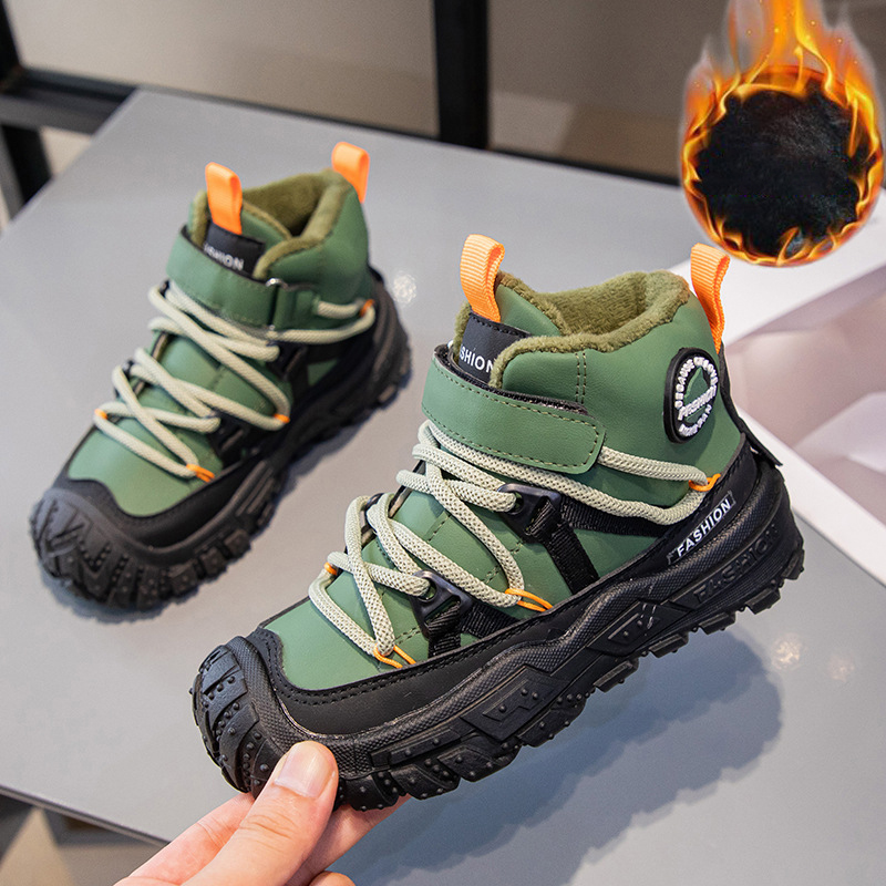 Children's Sneakers Kids Autumn Winter Boys Sport Shoes Plush Cashmere Warm Lined Boots Kidszworld Studnet Shoes Teen Snow Boots Big Sizes 26 - 3