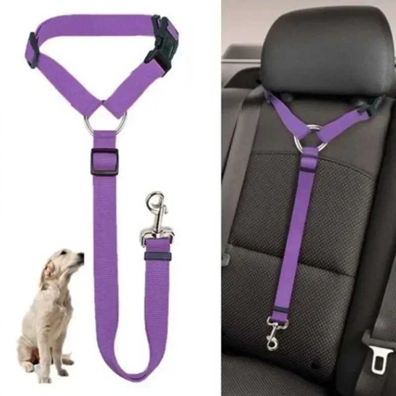 Solid color 2-in-1 pet car seat with nylon lead belt harness adjustable dog harness pet accessories Y250412