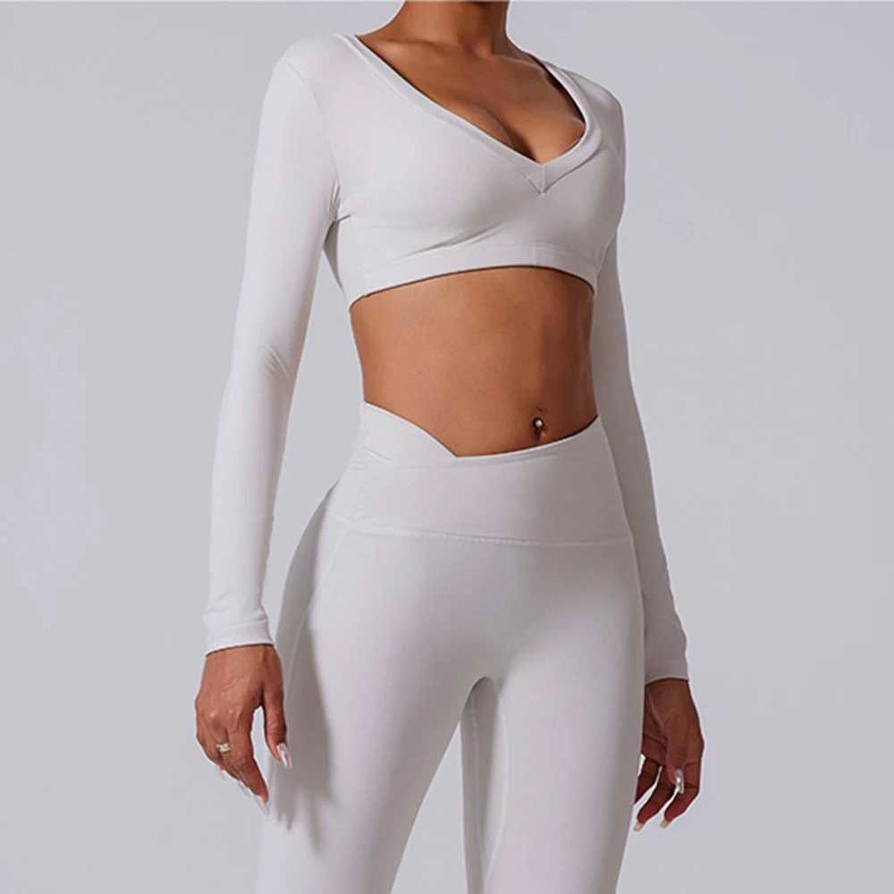 Yoga Long sleeved Womens Gym Fitness Wear T-shirt Long sleeved Crop Top Yoga Shirt Female Push Up Workout Single Piece Top J251112