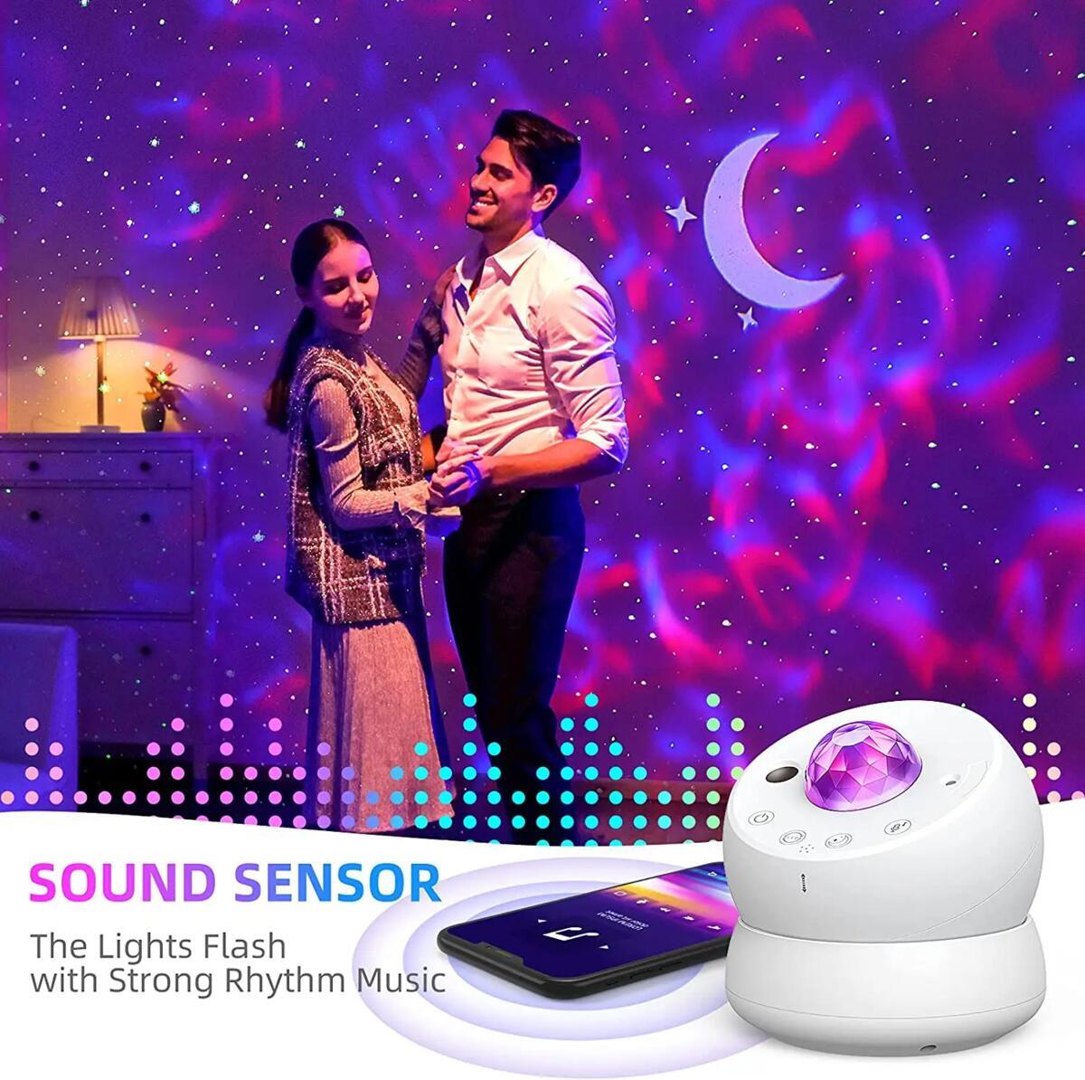 FL- Voice-controlled Moon Star Light intelligent APP control night light can rotate LED projector light, companion sleep to help sleep night light,