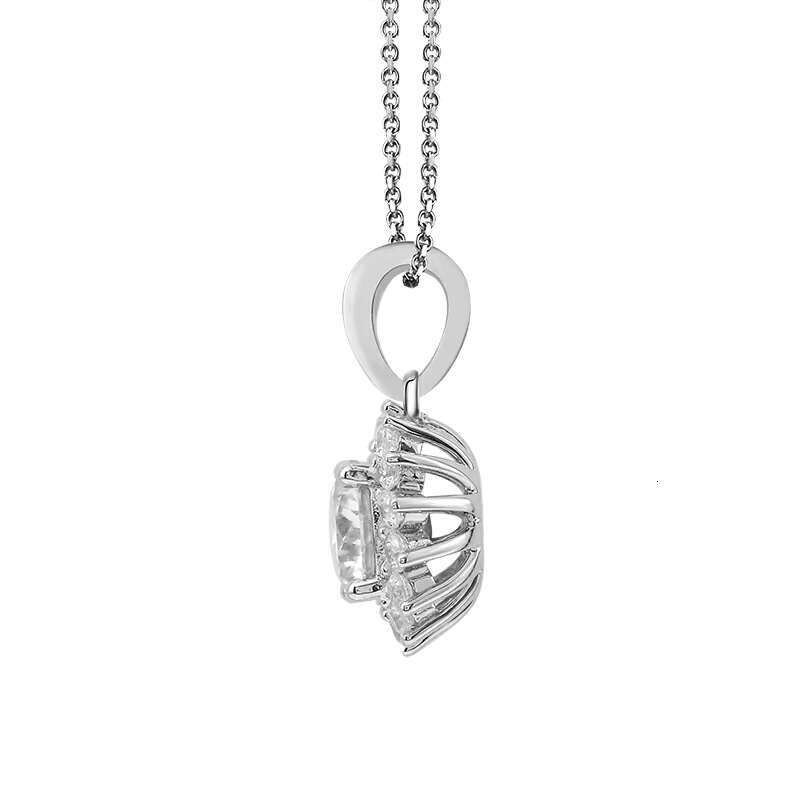 925 Silver Moissanite Necklace 1ct round VVS/D GRA Certified Bridal Engagement Gift for Women