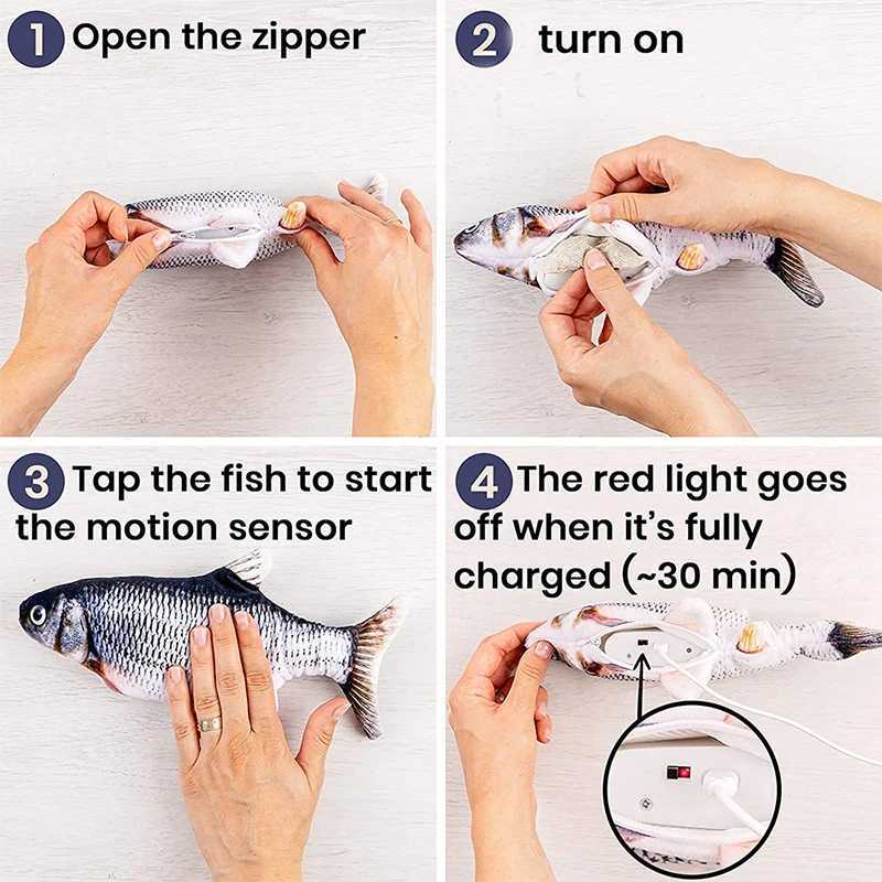 High Quality Cat dog toy fish USB charging electric cushion simulates fish interactive training teeth grinding pet chewing toy T2504012