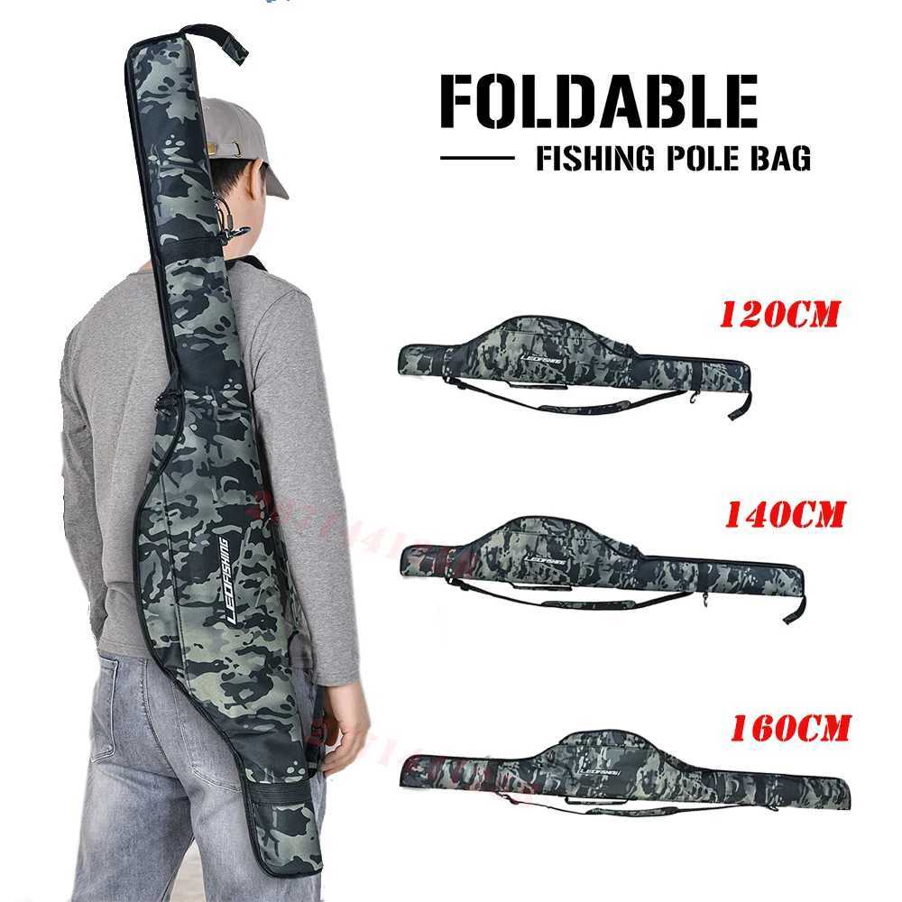 120/140/160CM Portable Fishing Bag Fly Fishing Rod Bags Waterproof 1-shoulder Packs Folding Fishing Rod Storage Bag Fishing Tool Z250411
