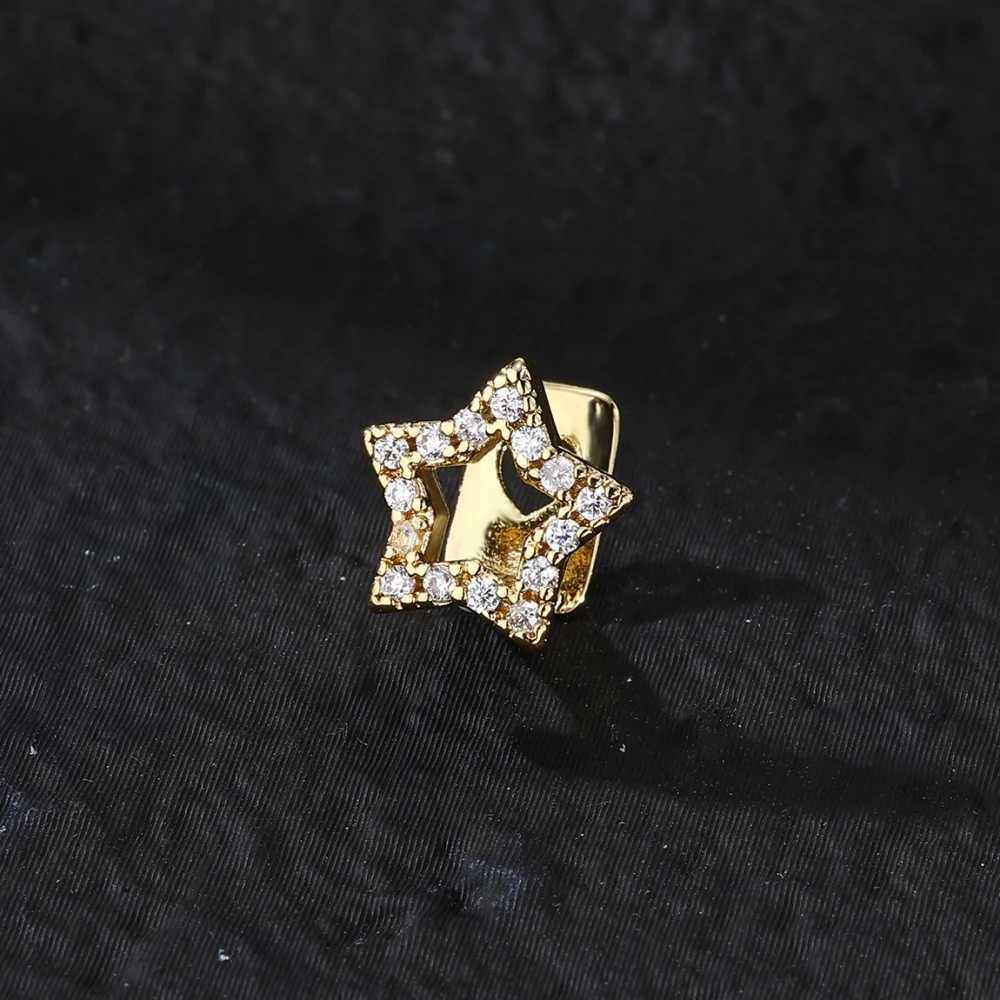 1 fashionable single hollow star zirconia dental mill hip-hop CZ stone dental hat decoration womens jewelry dental mill W250412