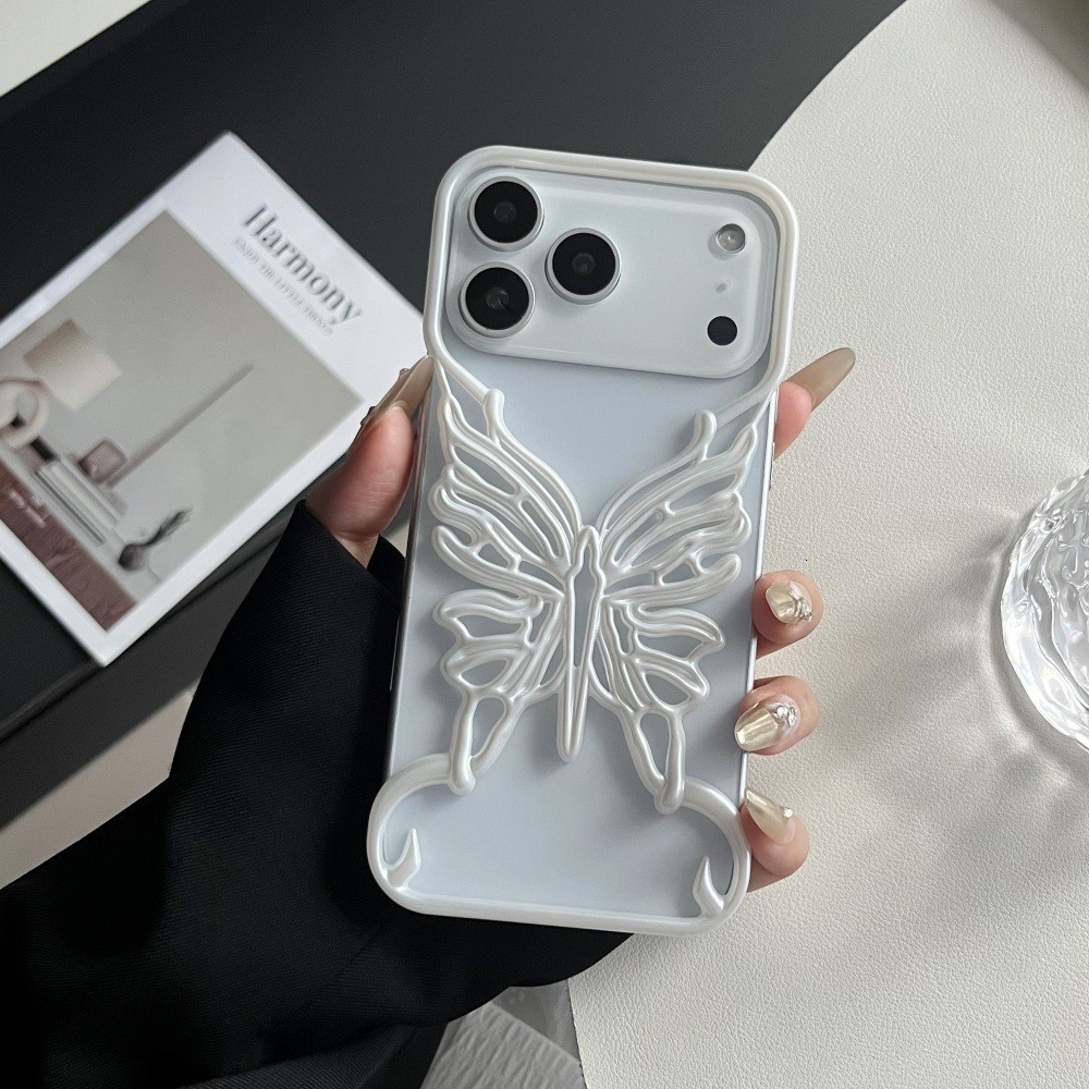 Frosted Borderless Butterfly Phone Case Compatible with iPhone 17/16 Pro Max Cartoon Protective Cover iPhone 15/14
