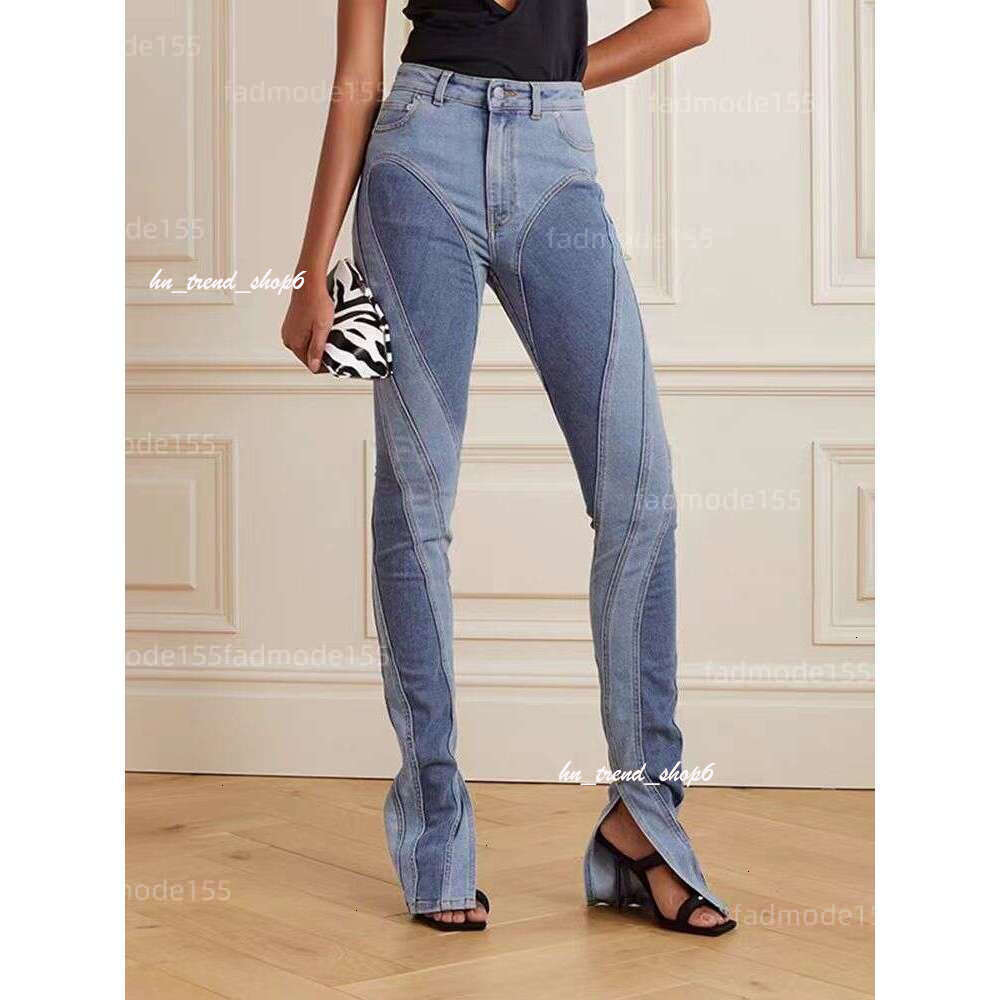 Jeans Womens Designer Trouser Legs Open Fork Tight Capris Denim Trousers Add Fleece Thicken Warm Slimming Jean Pants Brand Women Clothing Embroidery M