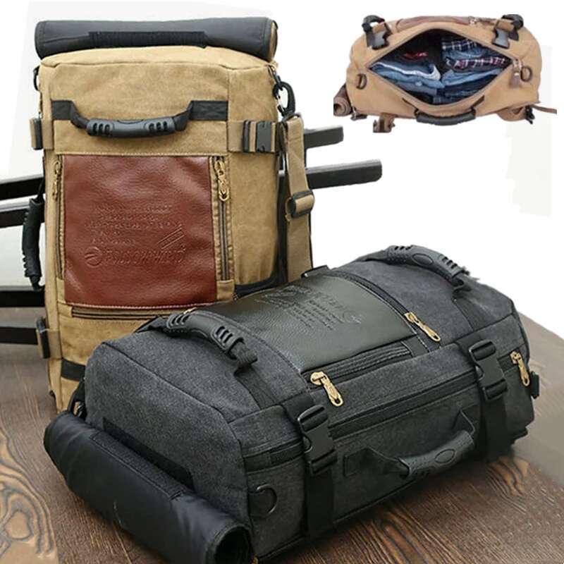 Rucksack Multifunctional Travel Bucket Men Rugzak 4 Colors Canvas College Student School Backpack 2024