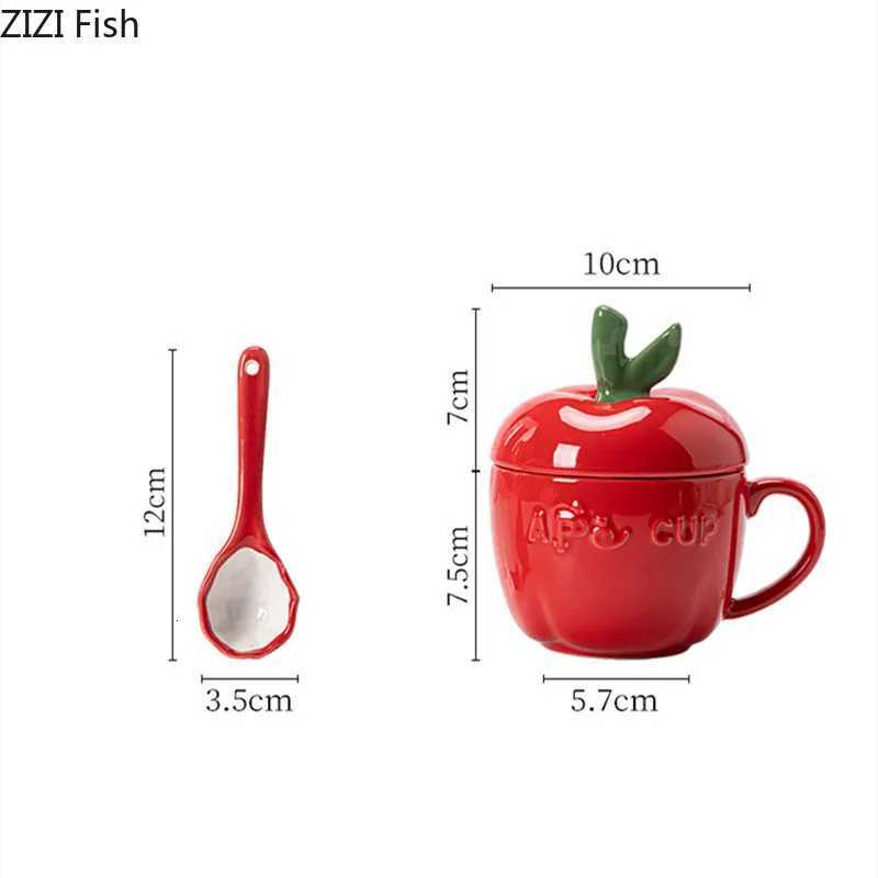 Christmas Ceramic Mug Cartoon Apple Fruit Shape Cover Band Tomato Coffee Cup Childrens Breakfast Milk Mug Festivals Birthday Present Y251112