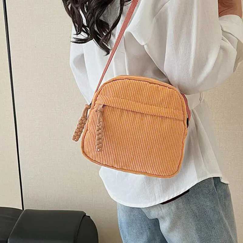 Simple Versatile Crossbody Bag Fashionable Casual Small Square Bag Personalized Commuting Shoulder Bag Corduroy Unisex HandbagT2511112