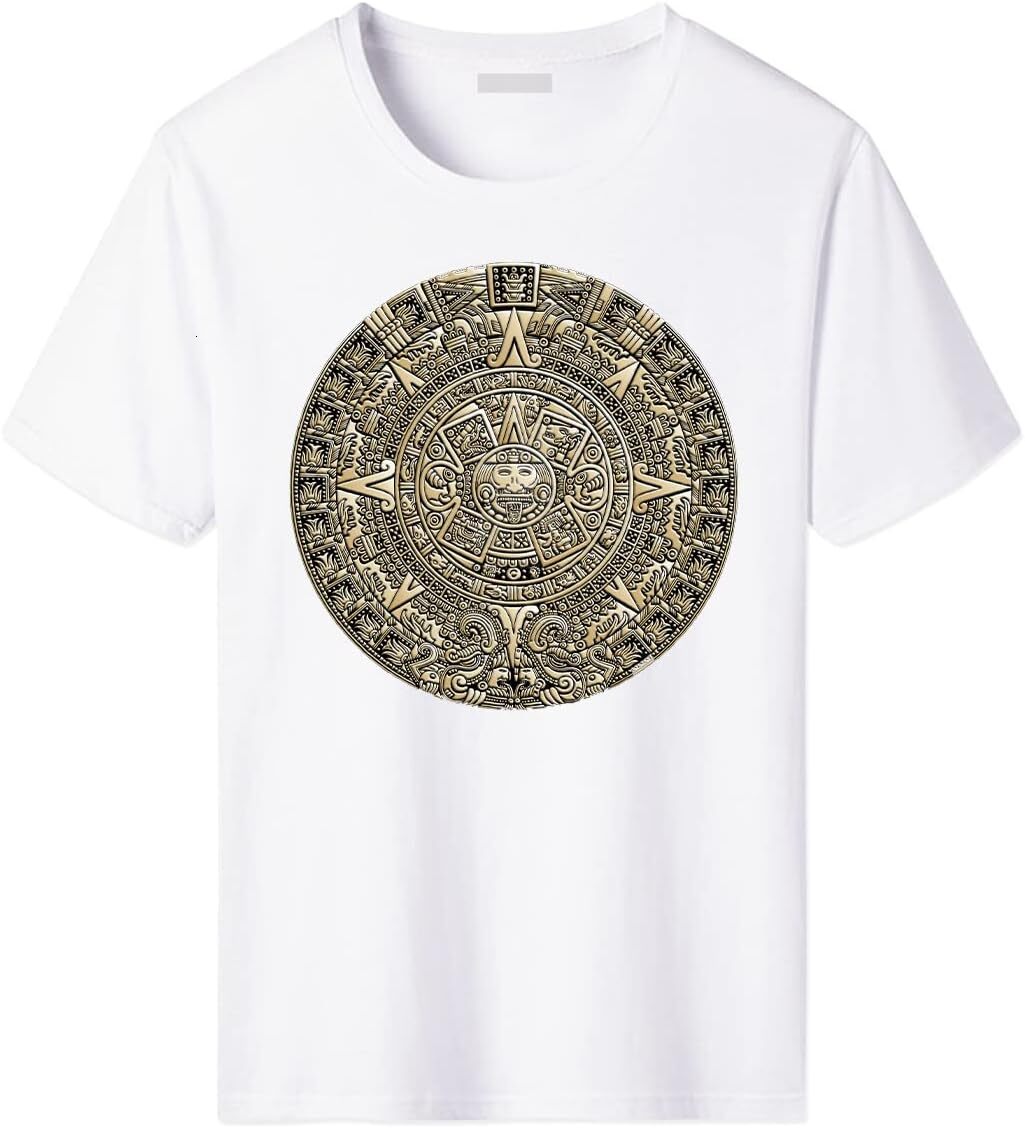 T shirt for Mens Mens Mexico T-Shirt Summer Short Sleeve Tees Tops Mayan Culture Theme Sweatshirt Realistic Graphic