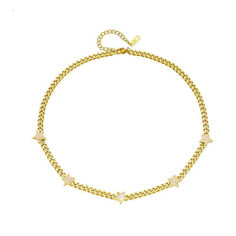 DIEYURO 316L Stainless Steel Pentagram Star Pendant Necklace For Women New Trend Girls Thick Chain Choker Jewelry Birthday Gifts