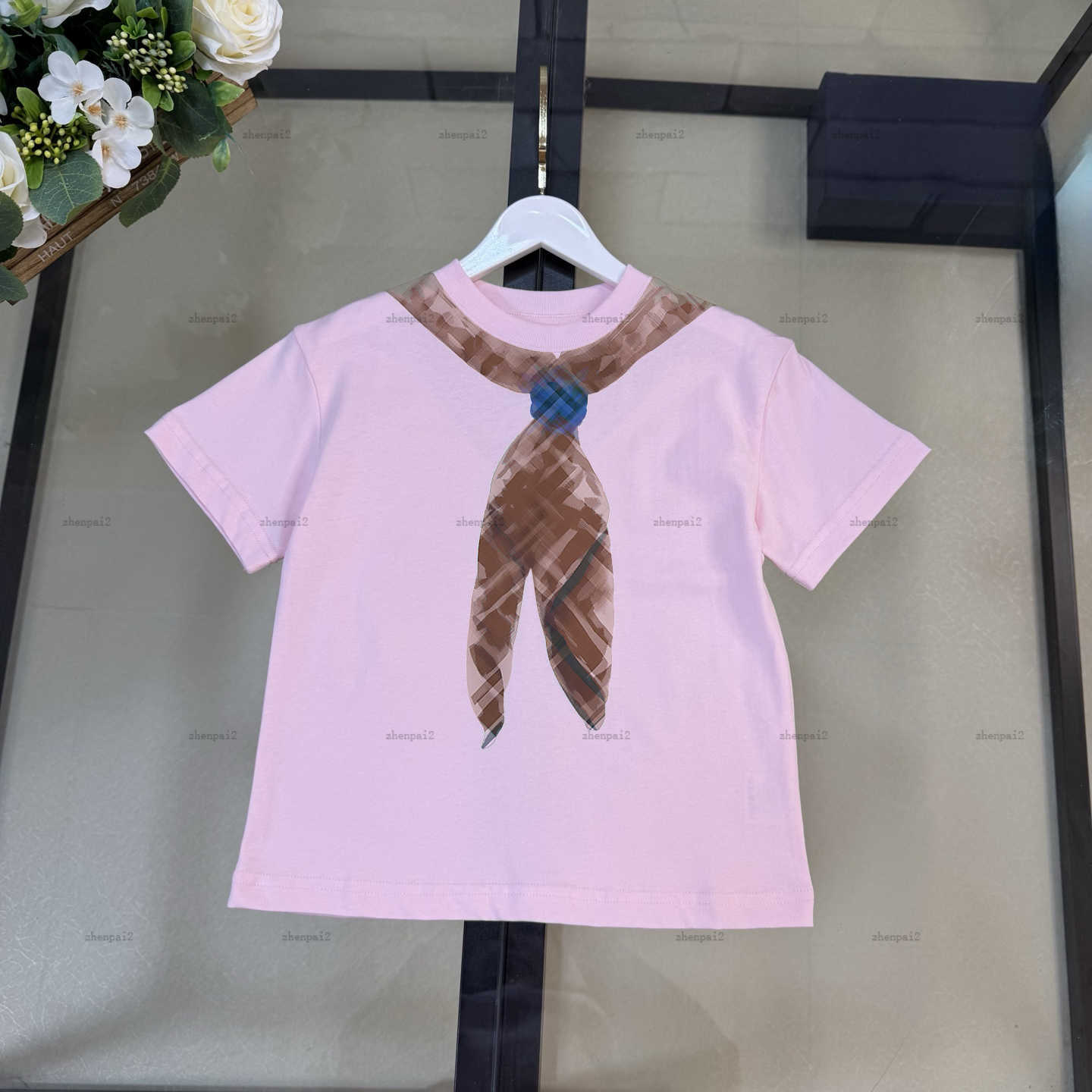 Luxury baby T-shirt Silk scarf pattern printing child tshirt kids designer clothes boys girls Short Sleeve tees A235X07N055-c