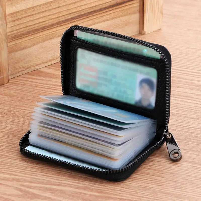 20 Detents Cards Holders PU Business Bank Bus ID Card Holder Cover Coin Pouch Anti Demagnetization Wallets Bag Organizer Z250411