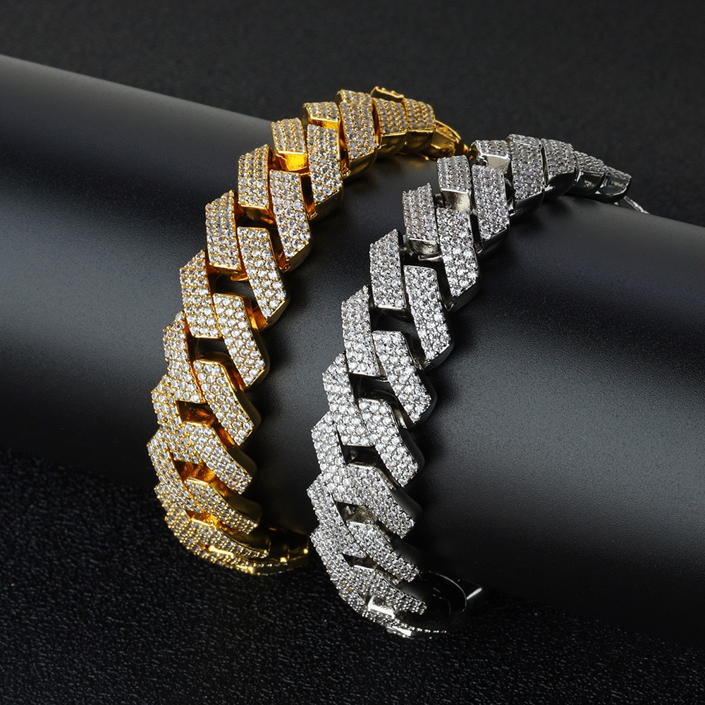 VVS By Diamante Tester Certified Men's Bracelet & Necklace - 20mm Cuban Style Chains Embellished with Moissanne Stones