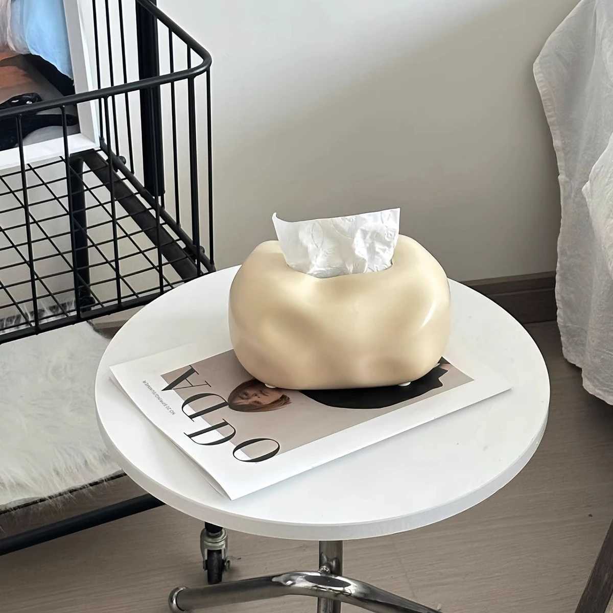 Ceramic Tissue Box Holder - Modern Desk Decor Aesthetic Bathro Vanity Organizer with Artistic Craft Y251112