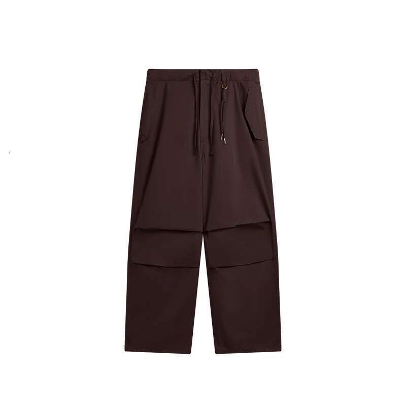 Baggy Parachute Streetwear Mens Elastic Waist Washed Cargo Pants Male 100% Cotton Trousers