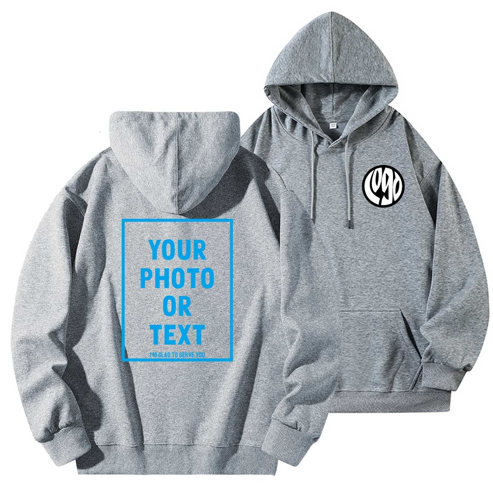 POD customization DIY customization of your brand 320GSM heavyweight new autumn and winter casual pure cotton quality mens top solid color hT251112