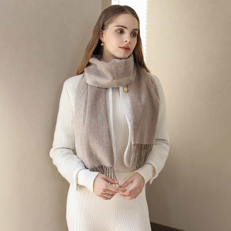 K368 Creative simple two-color double-sided design warm wool scarf autumn and winter women's high-end elegant temperament shawl