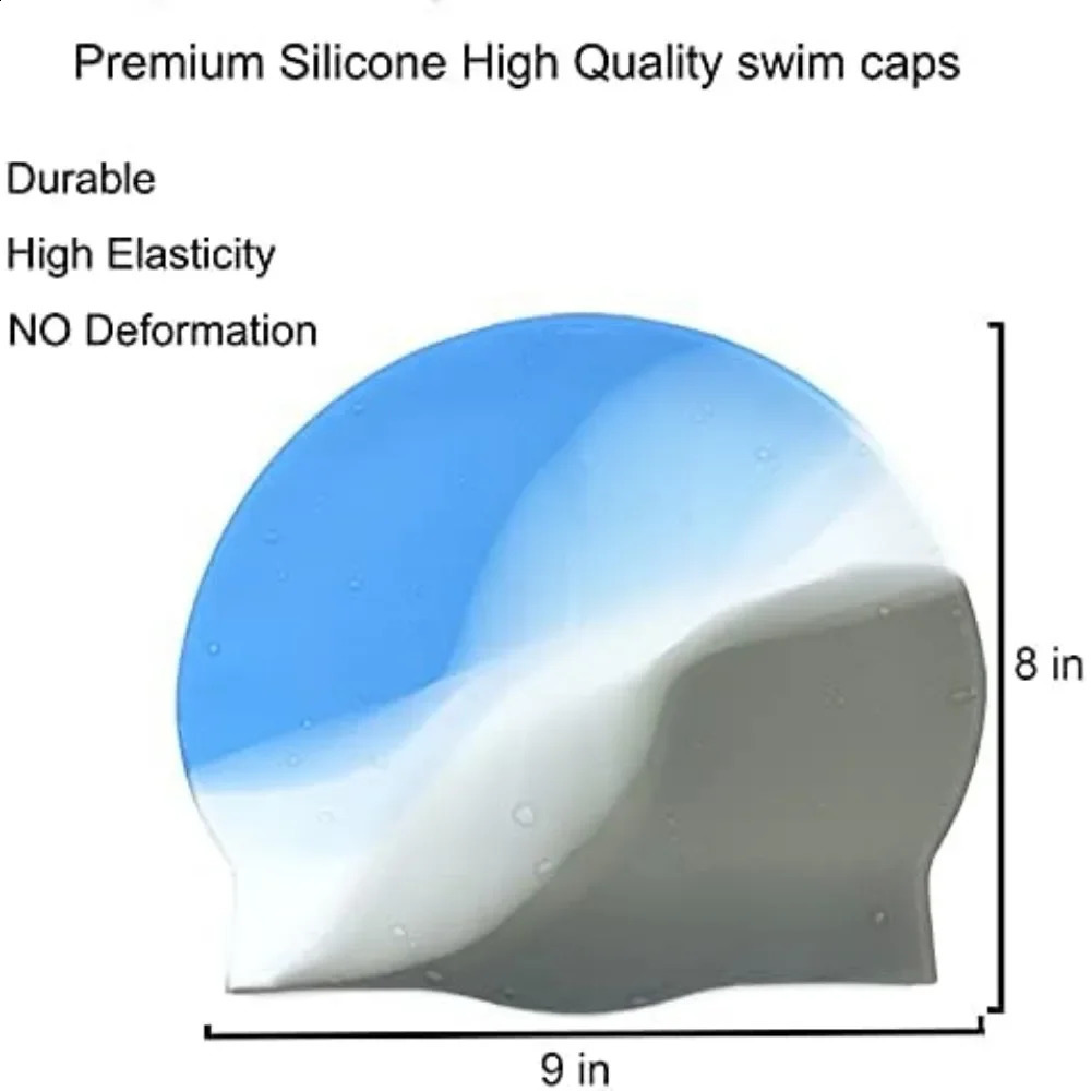 2Pack Durable Silicone Swim Cap for Women and Men Adults Youth Long Short Hair Universal Swimming Caps 2 Colors 250411