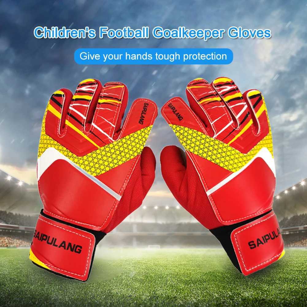 Childrens football goalkeeper gloves anti slip PU goalkeeper gloves wear-resistant and adjustable elastic full finger sports accessoriesXJ250412