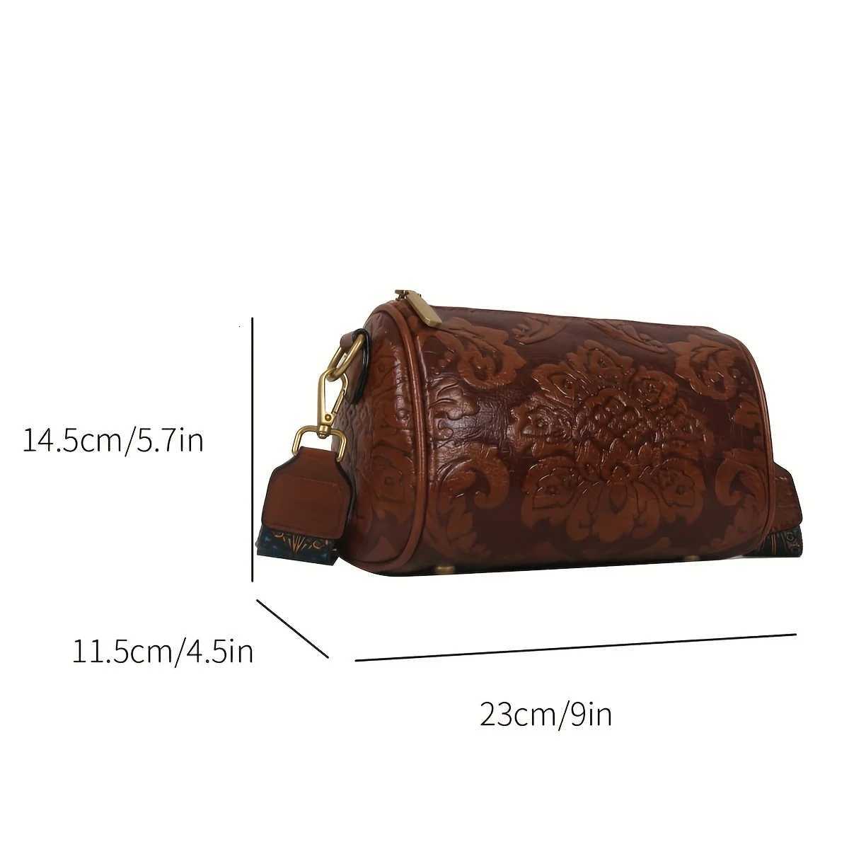 Retro Embossed Flower Leather Shoulder Bag Classic Cylinder Crossbody Bag For Women Daily use Party Work GiftsT2511112