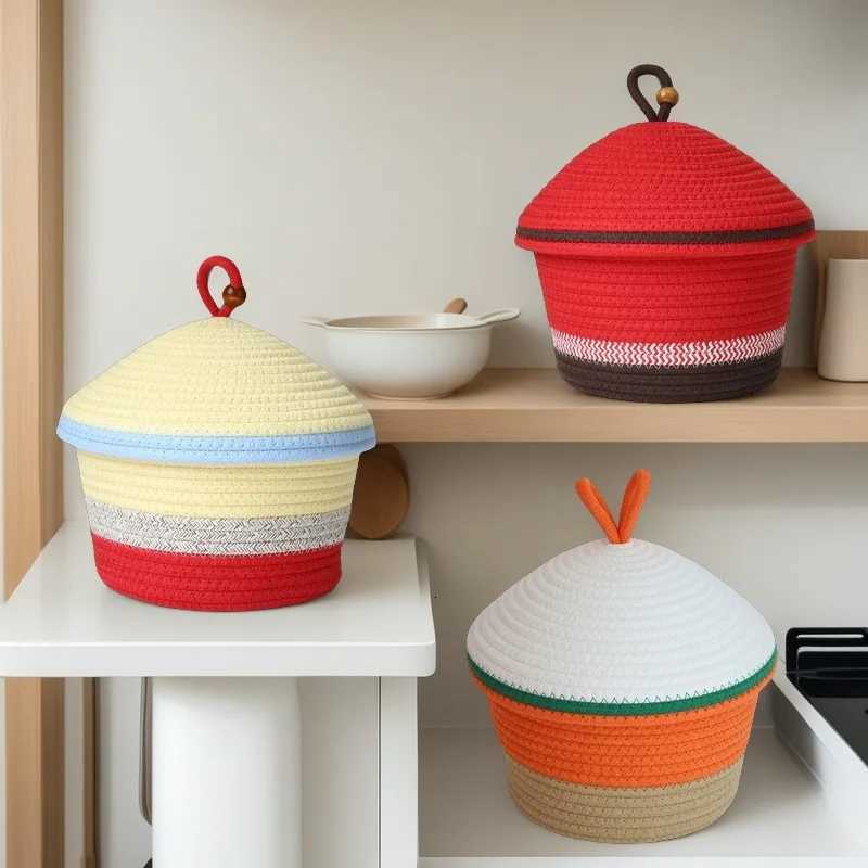 Woven Cotton Rope Storage Baskets-Fruits/Clothes/Toys Eco-Friendly Organizer for He/Picnic/Camping Soft Textured Stylish Y251112