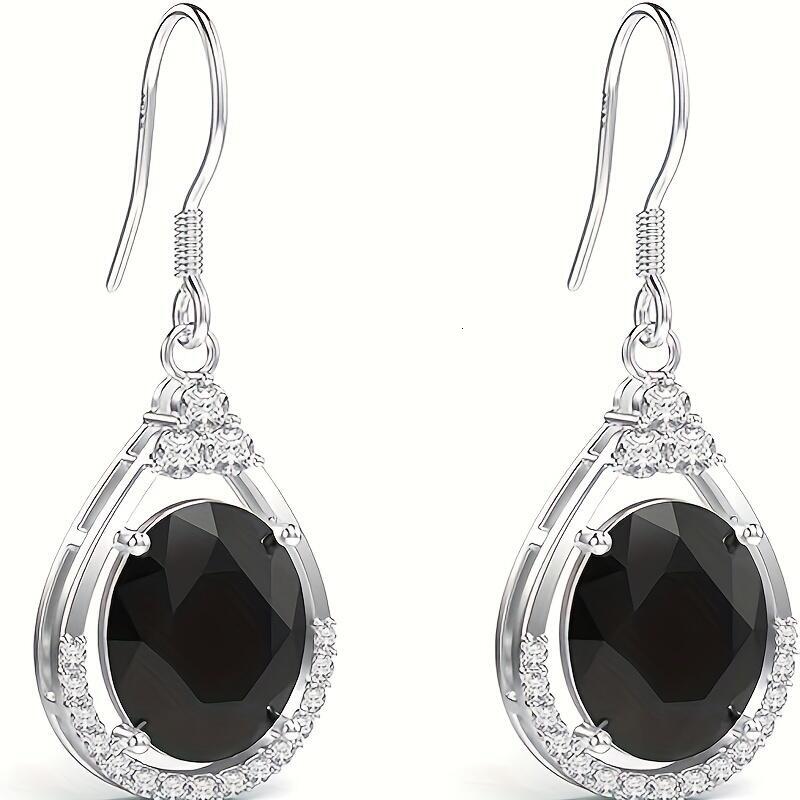 Elegant Black Cubic Zirconia Drop Earrings