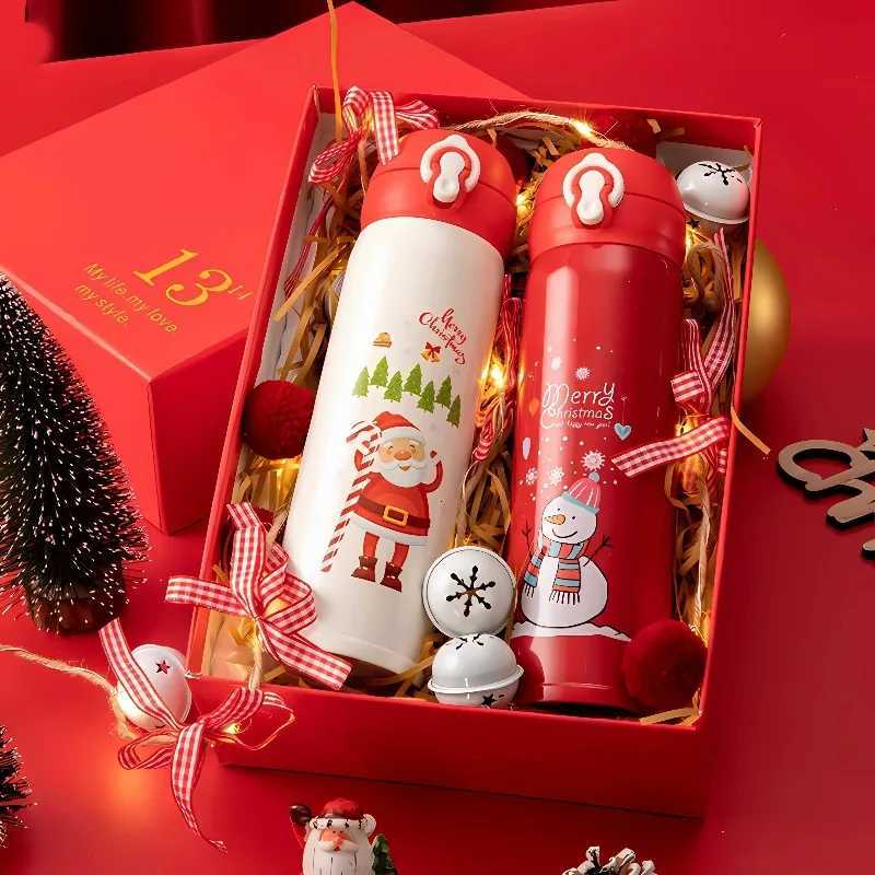 Christmas 1-5PCS 500ml Christmas Thermos Cup Stainless Steel Vacuum Water Bottle with Lid Elk Santa Thermos Cup Christmas Gift Christmas Y251112