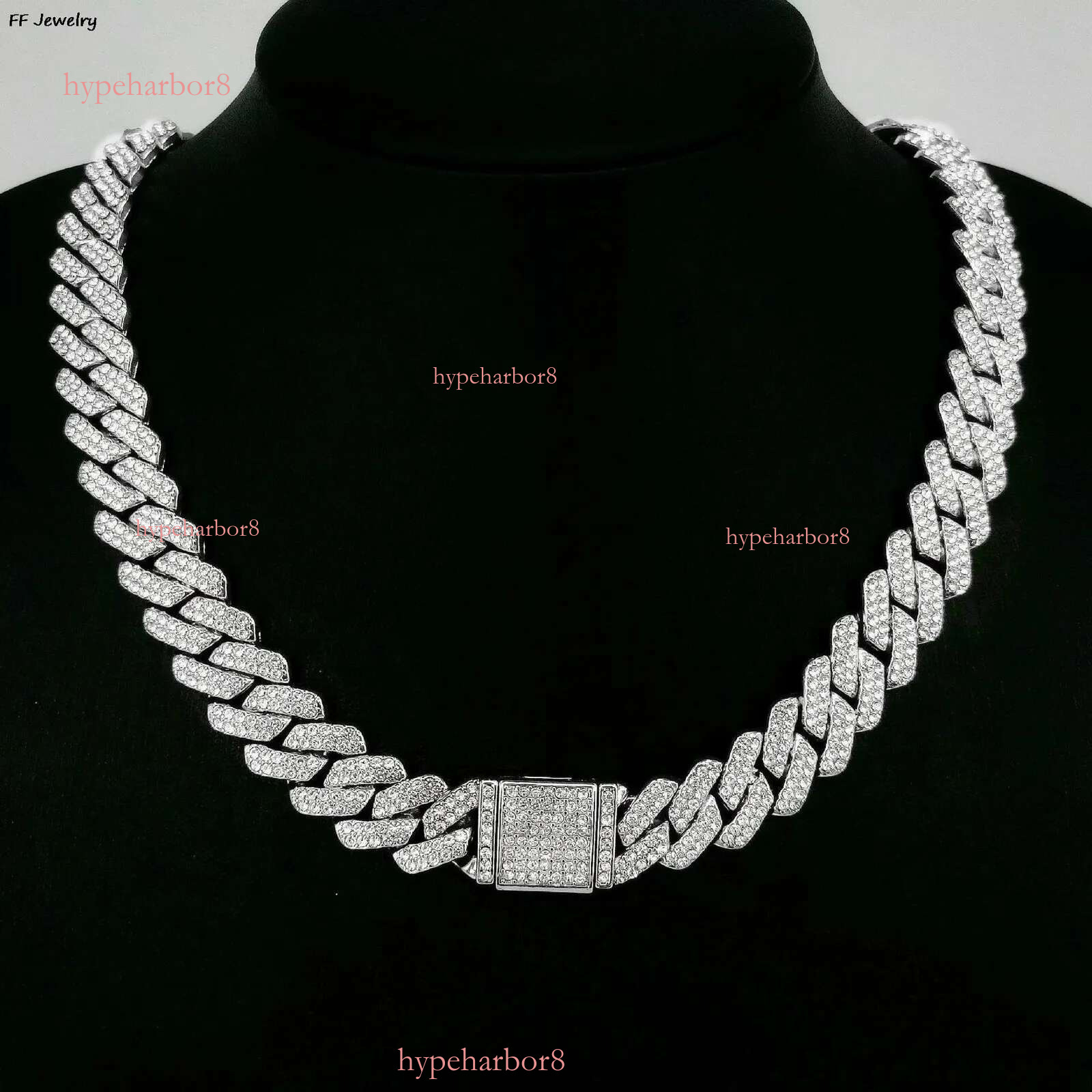 k Chain Hip Hop Men iced out p chain 2 Row Rhie Paved Miami Rhombus Cuban men Necklace 241107