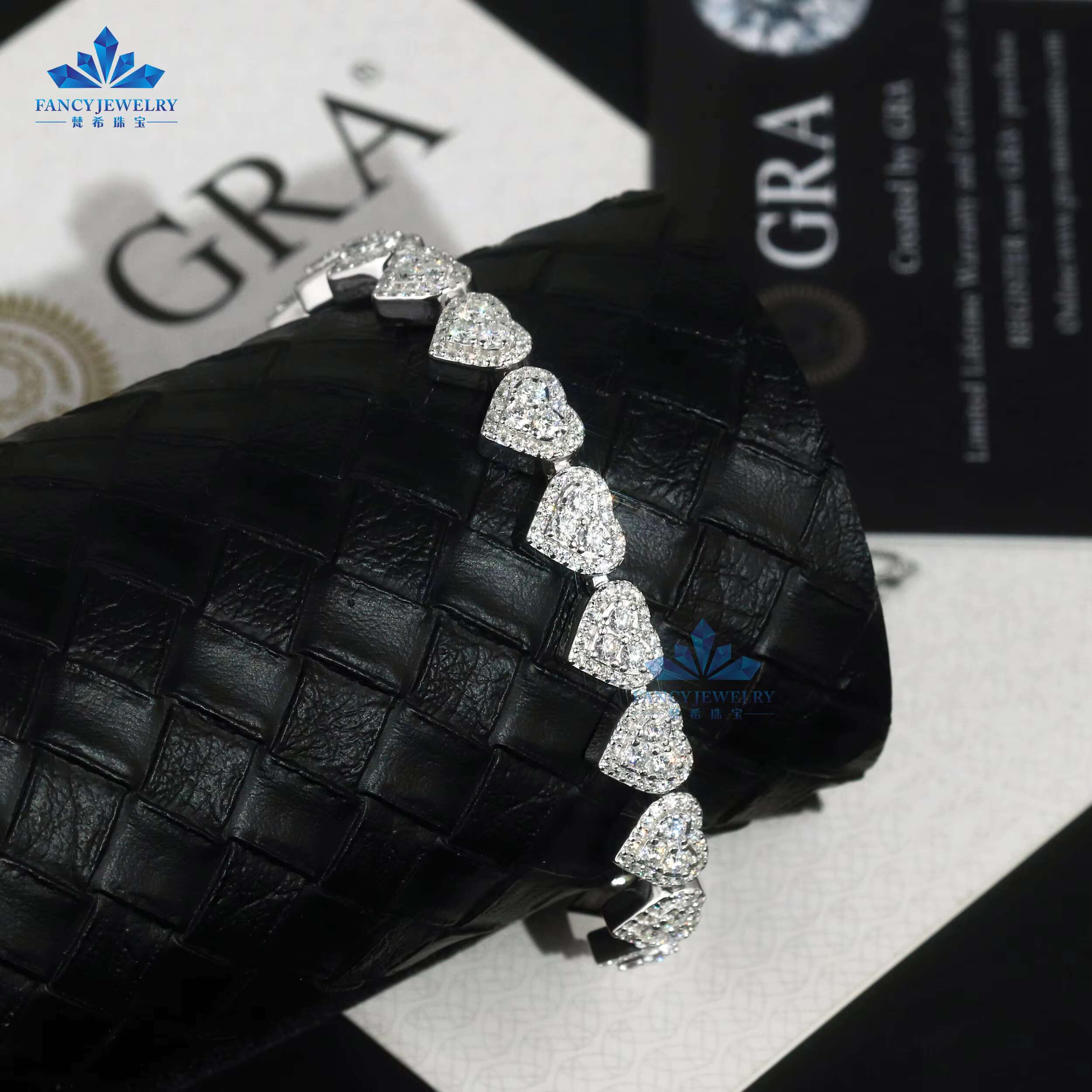 Wholesale Price 925 Sterling Silver Iced Out Vvs Moissanite Hip Hop Jewelry Heart Cuban Link Chain Bracelet
