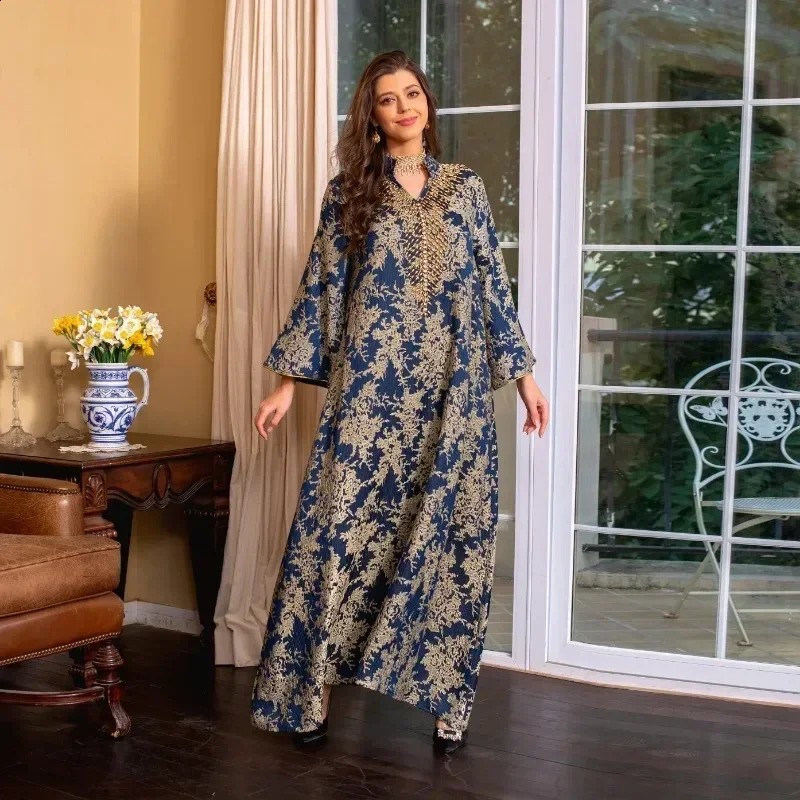 Eid al Fitr womens Abaya beaded collar Jalabiya Moroccan party dress Abayas Kaftan Vestidos Arabic long 250411