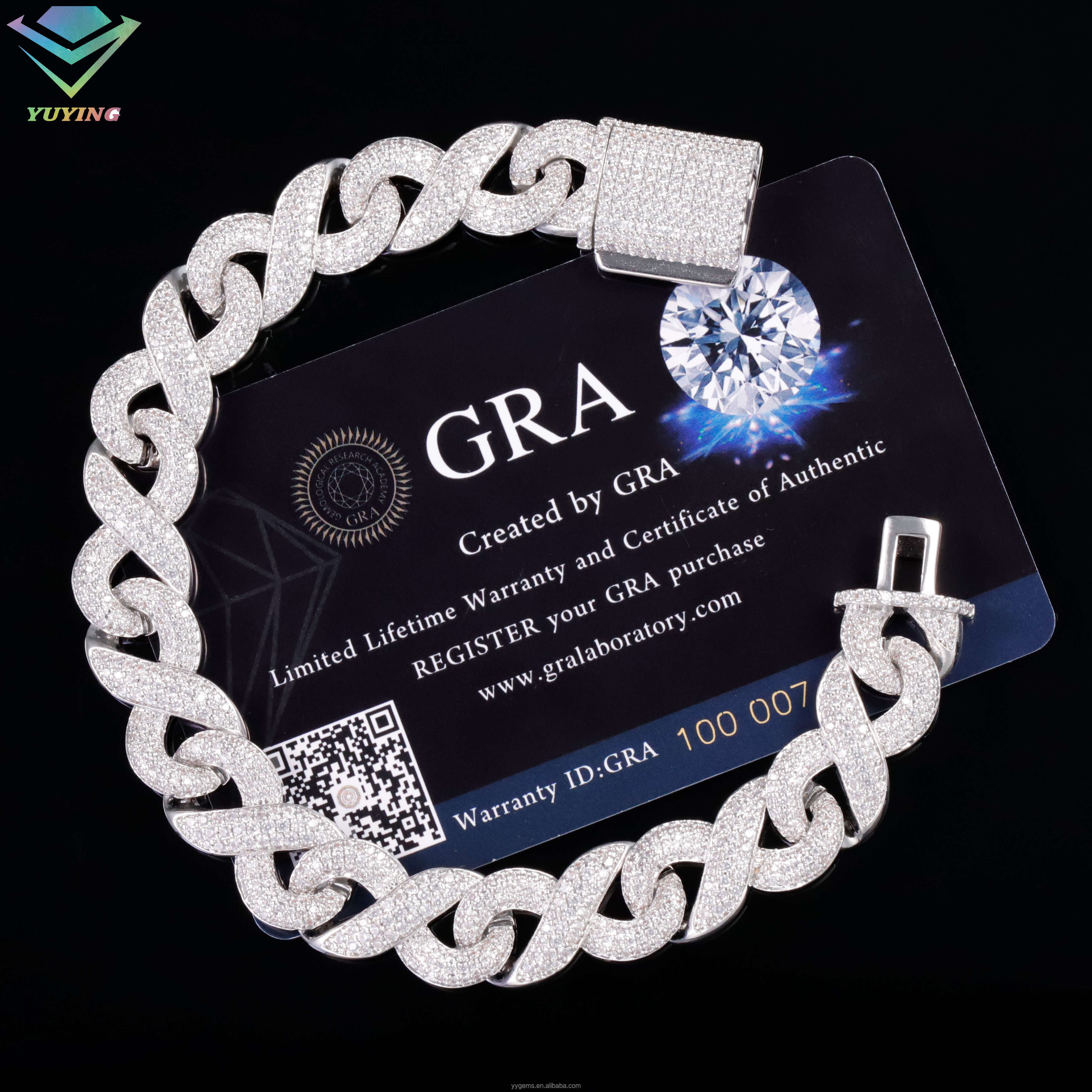 In Stock Hip Hop Jewelry Iced Out VVS Moissanite Cuban Link Chain Bracelet 13mm 925 Sterling Sliver Infinity Cuban Link Necklace