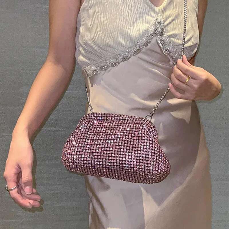 French Style Dia Evening Encrusted Shell Bag Women's Hand-Held Banquet Ladies Cosmetic Bags For Makeup