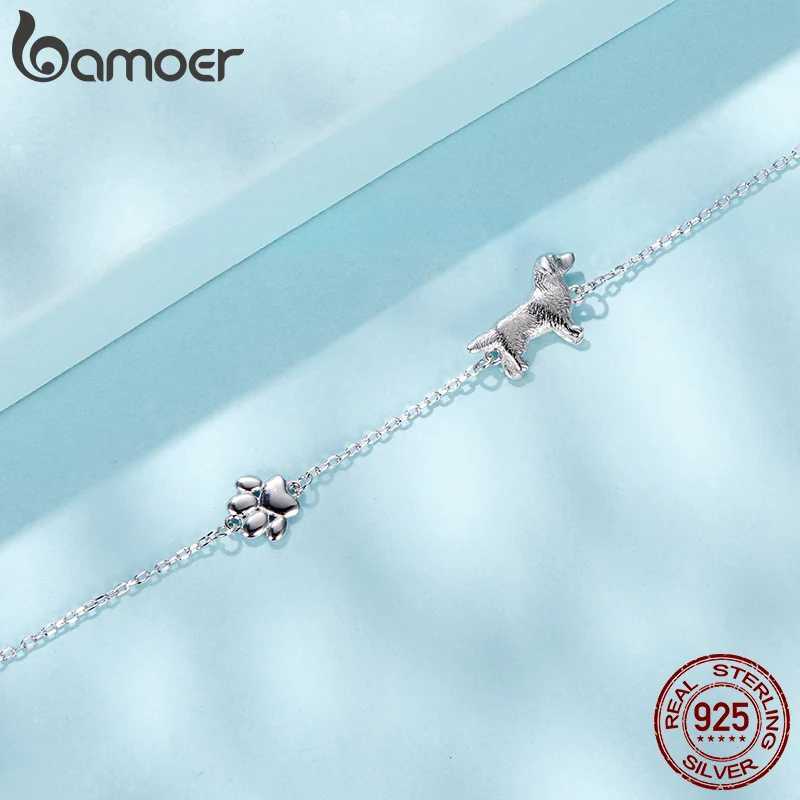 BAMOER 925 Sterling Silver Dog Cat Bracelet Golden Retriever Chain Cute Pet Animal Adjustable for Women Birthday Fine JewelryC250411