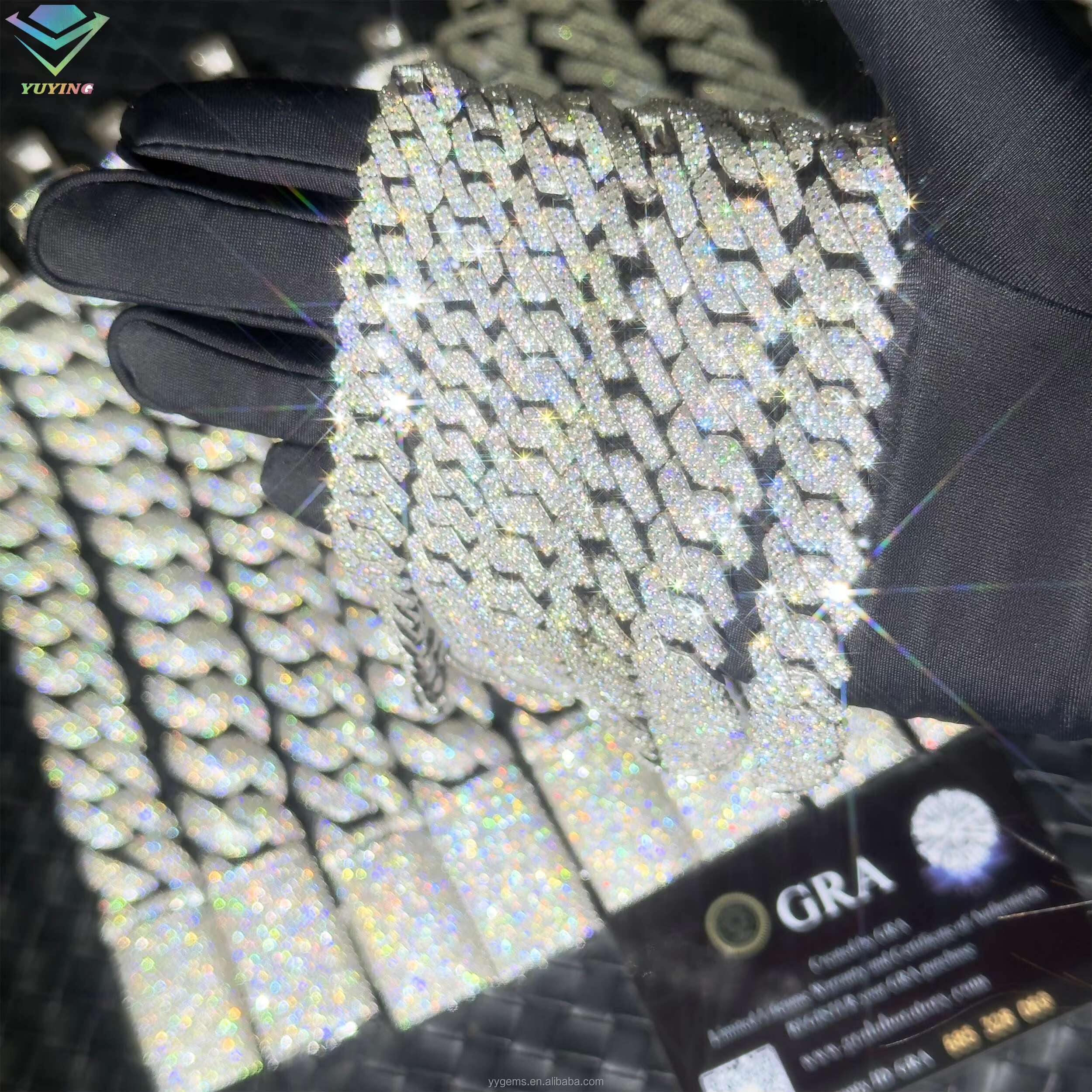 RTS Hip Hop Bracelets Heavy Silver 18k Gold Plated Necklace VVS Moissanite Diamond Cuban Bracelet for Men