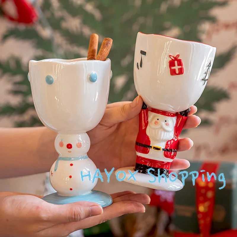 Christmas 3D Snowman Ceramic MugsChristmas Snowman Santa Ceramic Mugsfor Festival Drinking Experience Winter Holiday Tableware Y251112