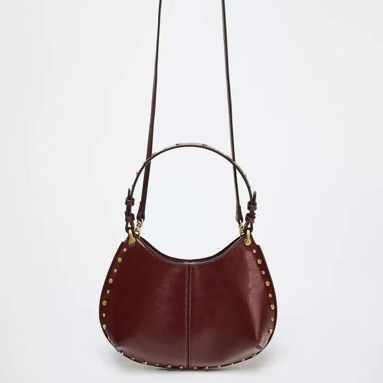 Women's 2025 New Rivet Decorated Magnetic Buckle Underarm Shoulder Crossbody Bag