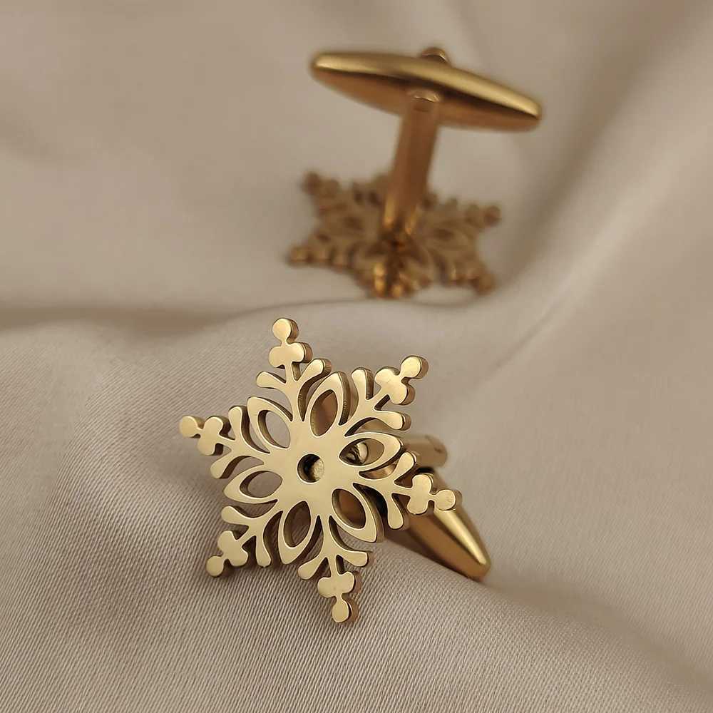 2 Snowflake cufflinks mens French shirt fashion cufflinks mens jewelry designer band Christmas giftT250412