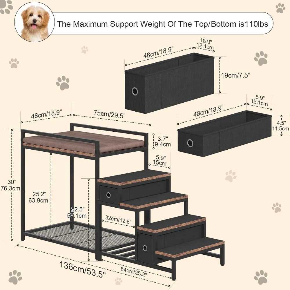 Pet rabbit bed with stairs and storage room dog/cat window perch bedside lounge multi-level platform with elevator dog bed X250412