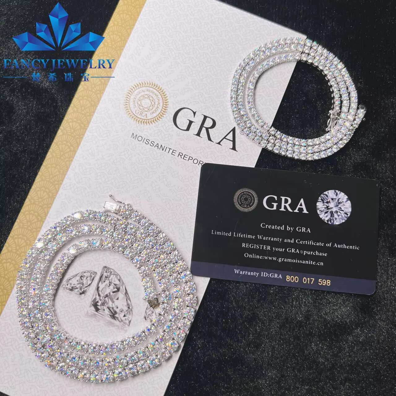 Factory Cheap Price 925 Sterling Silver Tennis Necklace 2MM 3MM 4MM 5MM 6MM Moissanite 22 Inches 925 Silver Moissanite Chain