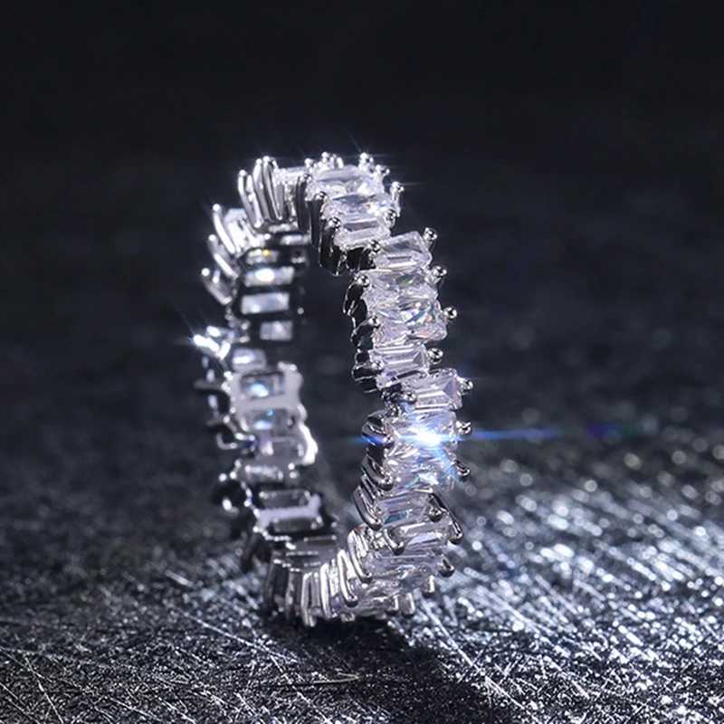Ekopdee Luxury Band Zircon Ring Womens Eternal Promise CZ Crystal Finger Ring Engagement Wedding Jewelry Hot Selling GiftXJ250412