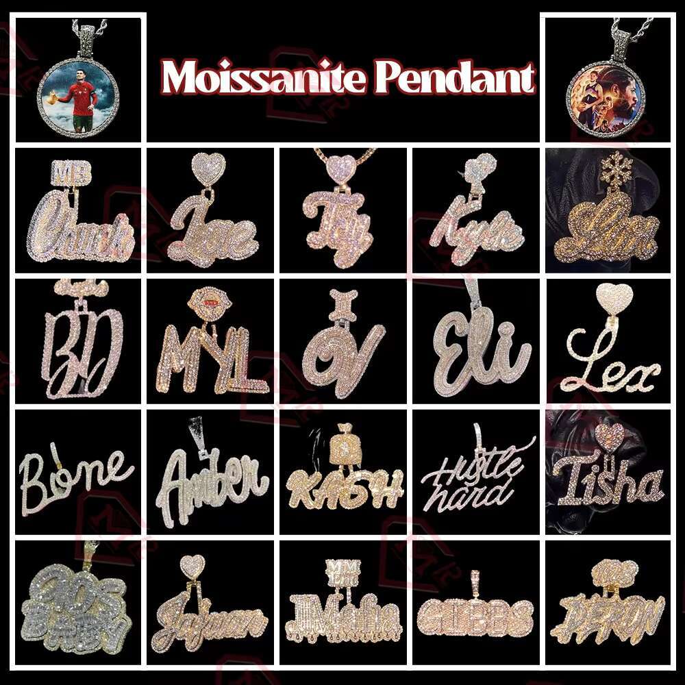Hip Hop Mossanite Pendant Custom Letter Pendant S925 Sterling Gold Plated Iced Out VVS Moissanite Pendant