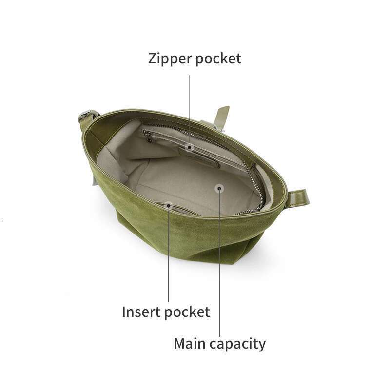 LA FESTIN Original Brand Shoulder 2025 New Suede Handbag Women Fashion Bucket Green Leather Bag