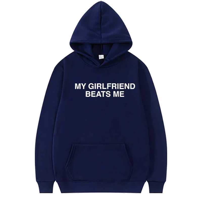 POD customization My Girlfriend Beats Me hoodie men women vintage Long sleeve Sweatshirt with print Graphics oversized loose hoodie top unisexT251112