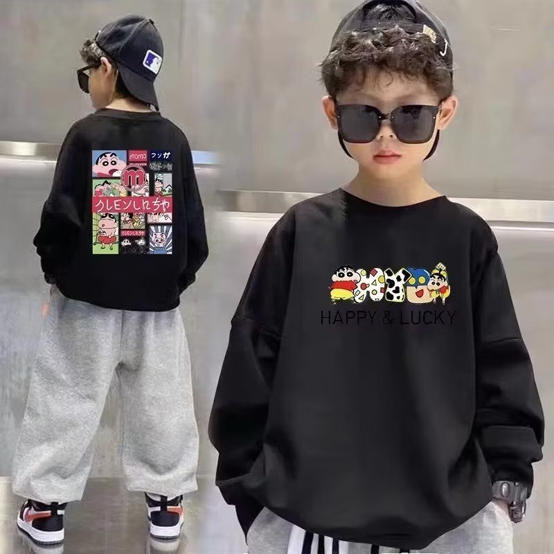 Ddmyshoesvip Boys Explosive Street Hoodie Print Spring Autumn Styles Children S Autumn Top Mid Size Boy And Girl Base Shirt