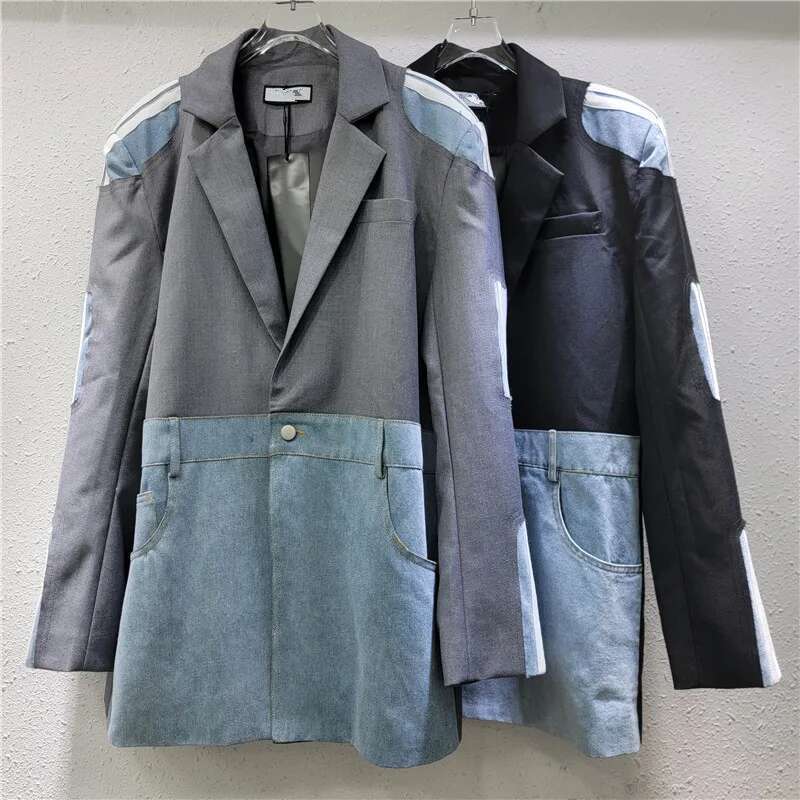 YEAE Denim Foreign Style Jacket Women's Spring 2025 New Personalized Trendy Brand Splicing Bar Suit