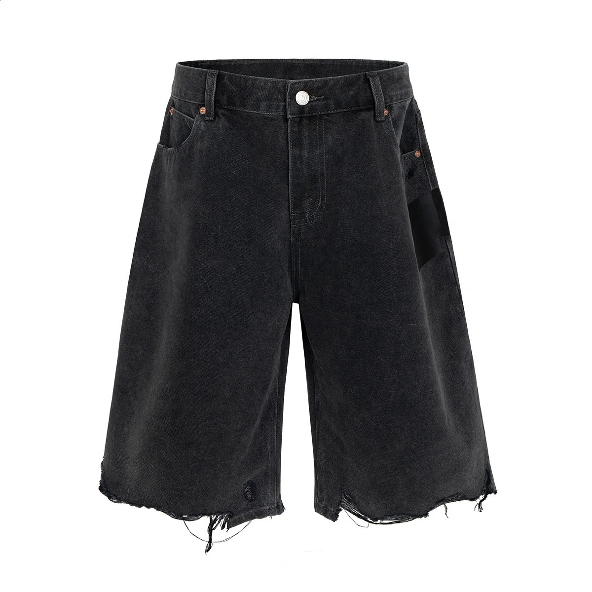 Mens straight retro hole knee length denim mens tight jeans 250411Z