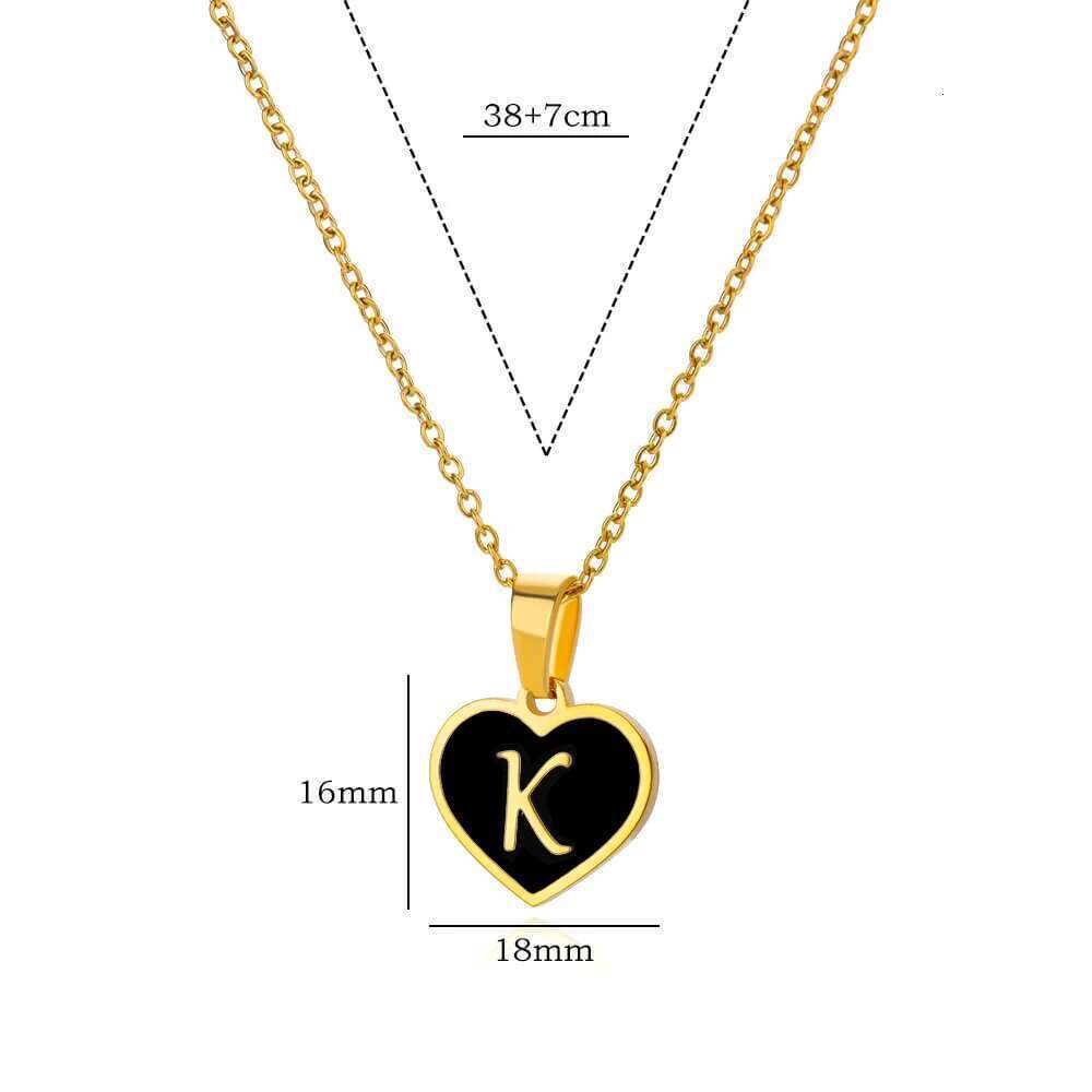 Initial Letter for Women Clavicle Chain Heart Pendant Necklaces Alphabet Stainless Steel Jewelry Freeshipping collares